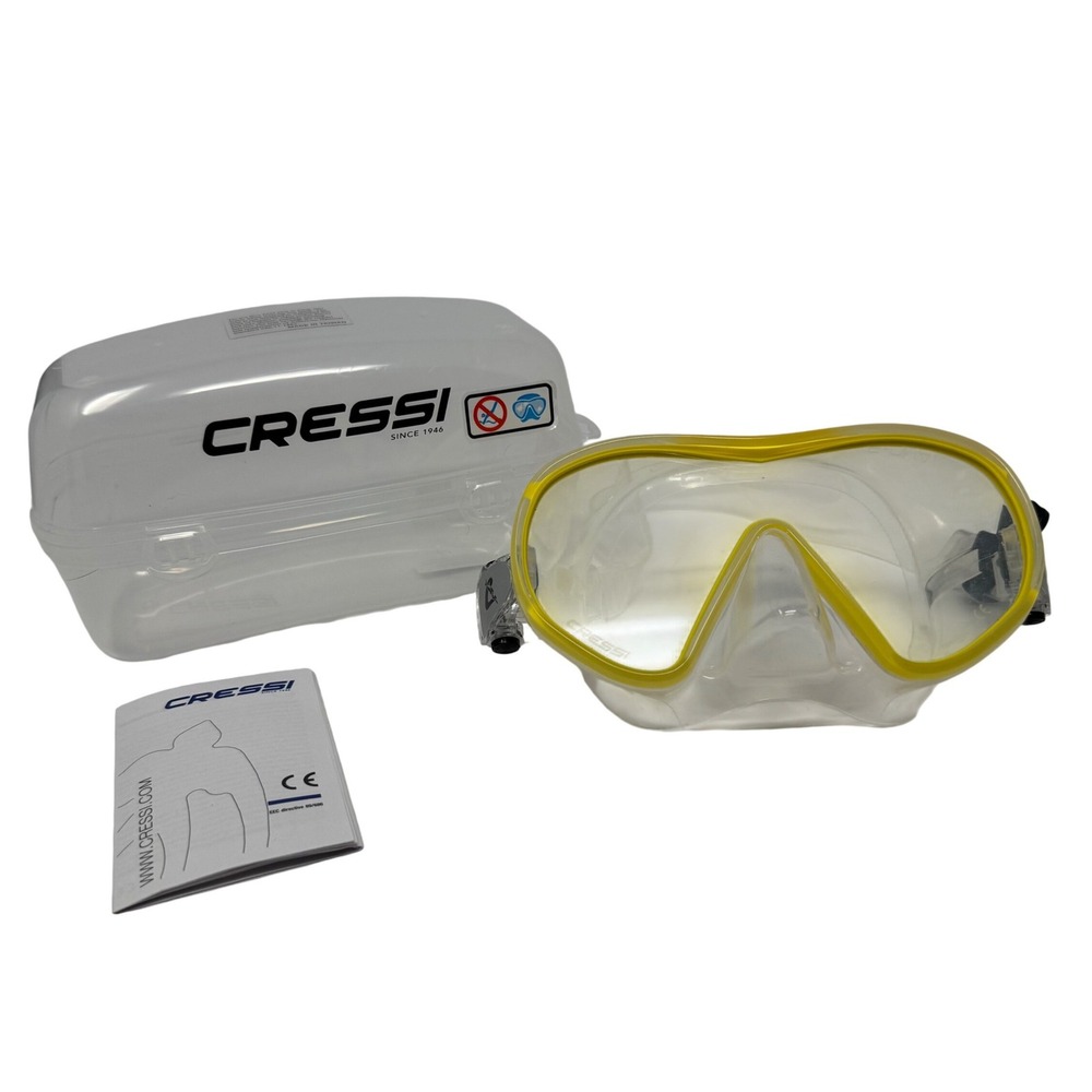 Cressi Dual Mask Clear Yellow Scuba Diving Snorkeling With Case